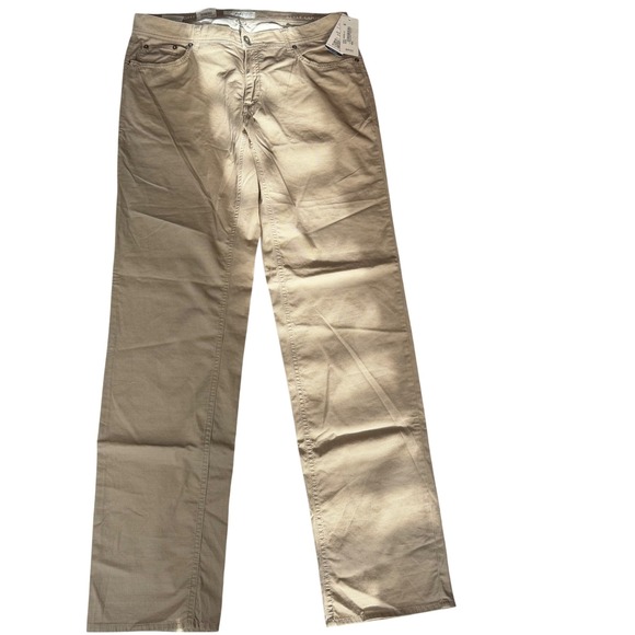 Brax Style Cooper Mens Tan Houndstooth Cotton Pants 35x34 NEW